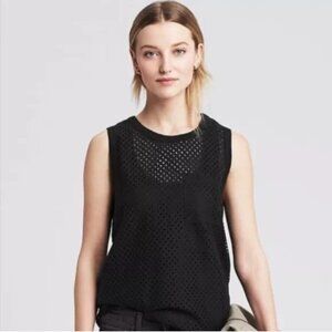 Banana Republic Black Eyelet Pocket Tank Top- Size Small